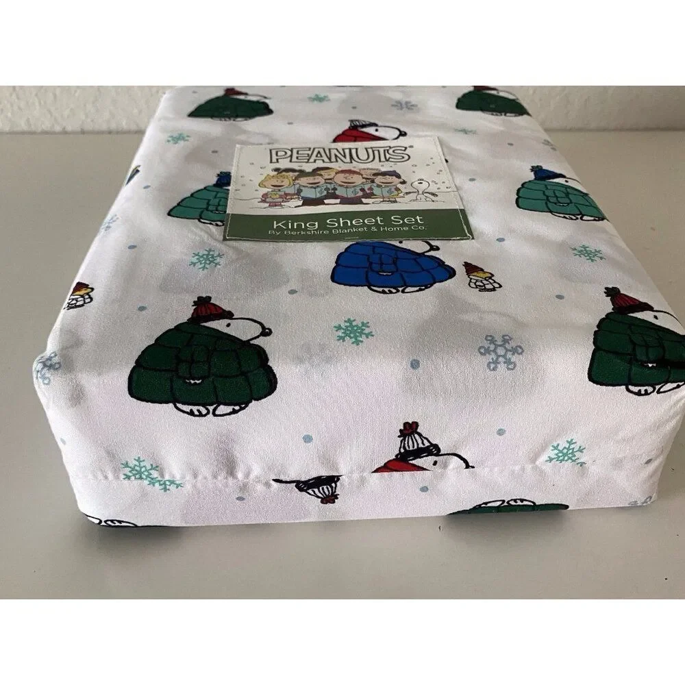 Peanuts Snoopy Puffy Puffer Coat Jacket Sheet‎ Set KING SIZE Multicolor Soft NEW
